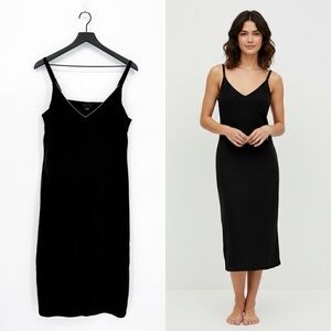Next Y2K Style Minimalist Rhinestone Trim Midi Dress Black Medium